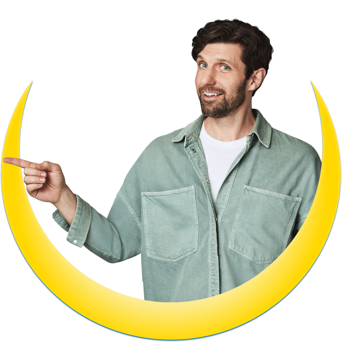 A man pointing